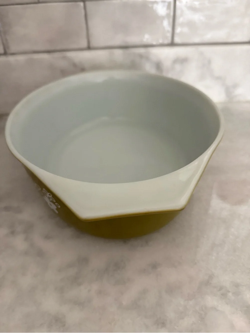 Pyrex Vintage Crazy Daisy Casserole Dish 2.5 Qt #045 Green Flower Pattern